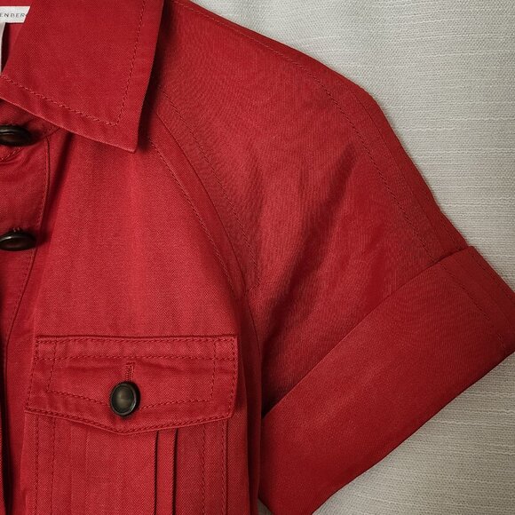 DIANE VON FURSTENBERG Safari Shirt Belted Utility Dress Silk Cotton Linen Pocket - Picture 5 of 9